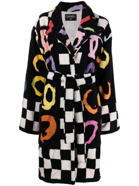 CHANEL Pre-Owned 1995 CC check-print bathrobe Black 95PPO4964VO4150I0107