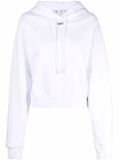 Off-White Off-stamp cropped hoodie White OWBB016C99JER0010110