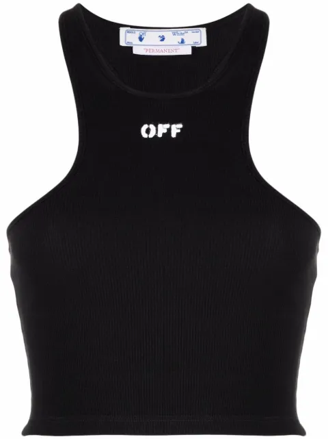 Off-White Off-Stamp ribbed crop top Black OWAD086C99JER0011001