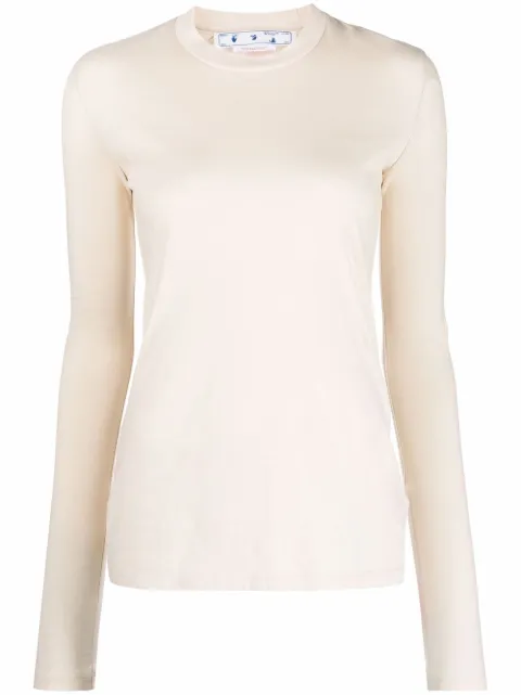 Off-White Diag-print long-sleeve T-shirt Neutrals OWAB031C99JER0016161