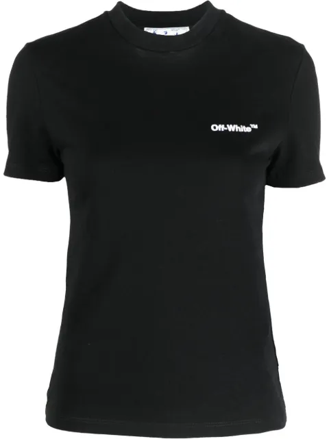 Off-White Helvetica logo-print T-shirt Black OWAA065C99JER0041001