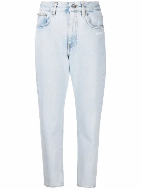 Off-White Diag-print cropped jeans Blue OWYA032C99DEN0014001