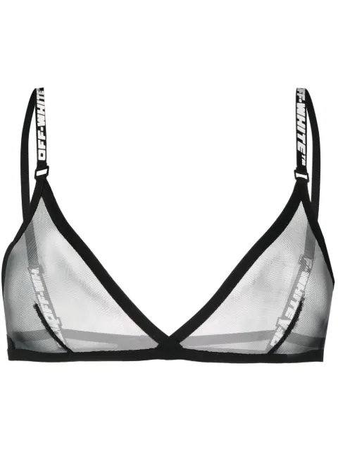 Off-White logo band mesh bra Black OWUA042C99FAB0011000