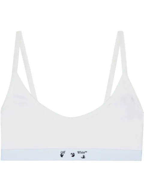 Off-White logo-tape ribbed bralette White OWUA040C99FAB0010110