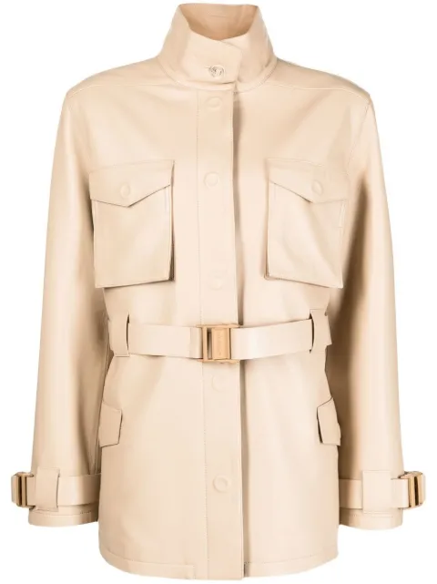 Off-White single-breasted belted-waist coat Neutrals OWJA058S22LEA0016200