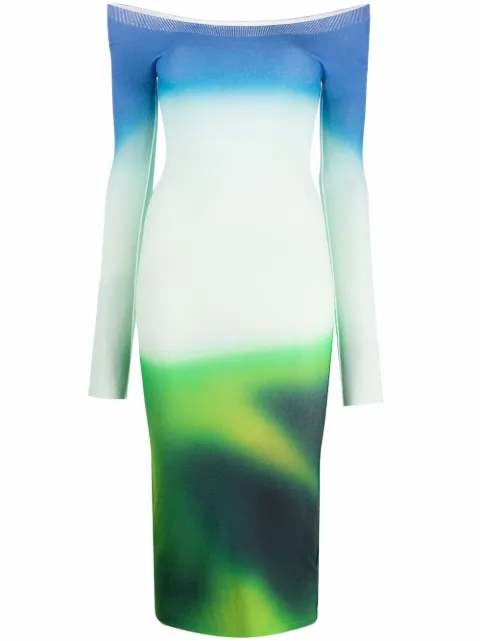 Off-White Blurred Seamless knit dress Green OWHI055S22KNI0015545
