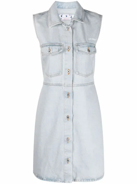 Off-White logo-print denim shirtdress Blue OWYM017C99DEN0014001