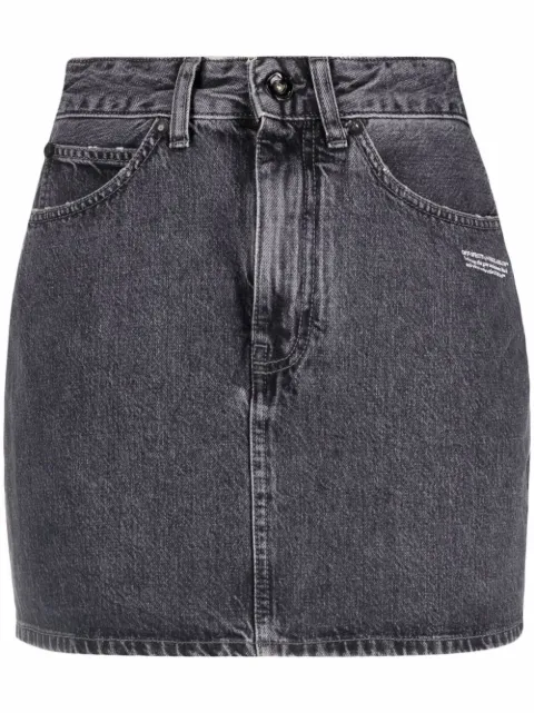Off-White logo-print denim skirt Grey OWYF005C99DEN0050701