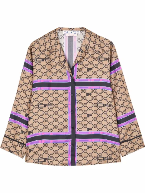 Off-White Arrows-motif pajama-style shirt Brown OWGA099S22FAB0016010