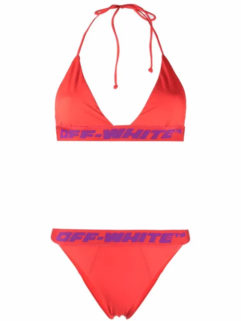 Off-White logo-band bikini set Red OWFA034S22JER0012600