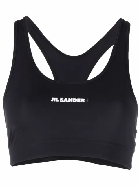 JIL SANDER+ logo-print sports bra Black JPPU783501WU478208
