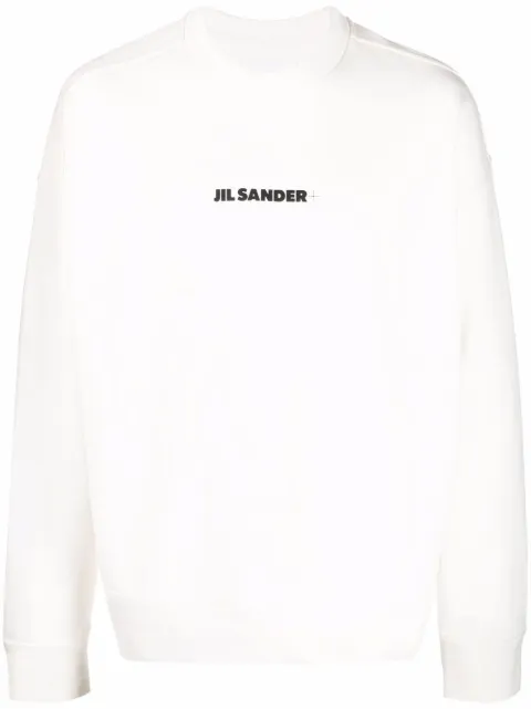 Jil Sander + logo-print crew neck sweatshirt White JPUU707532MU248608