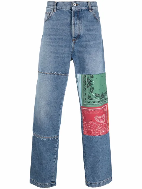 COUNTY OF MILAN patchwork bandana jeans Blue CMYA030S22DEN0014584