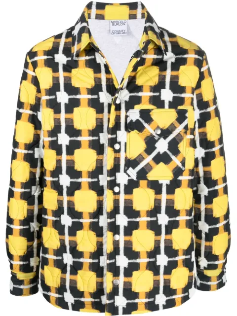 COUNTY OF MILAN check-pattern quilted overshirt Yellow CMEA174S22FAB0011810