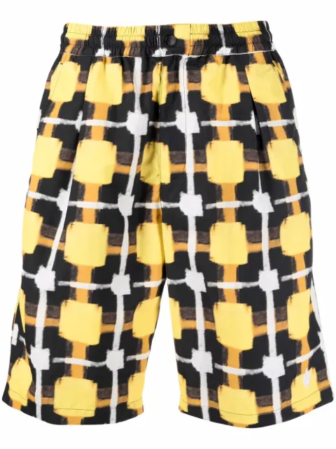 COUNTY OF MILAN straight-leg checked track shorts Yellow CMCB074S22FAB0021810