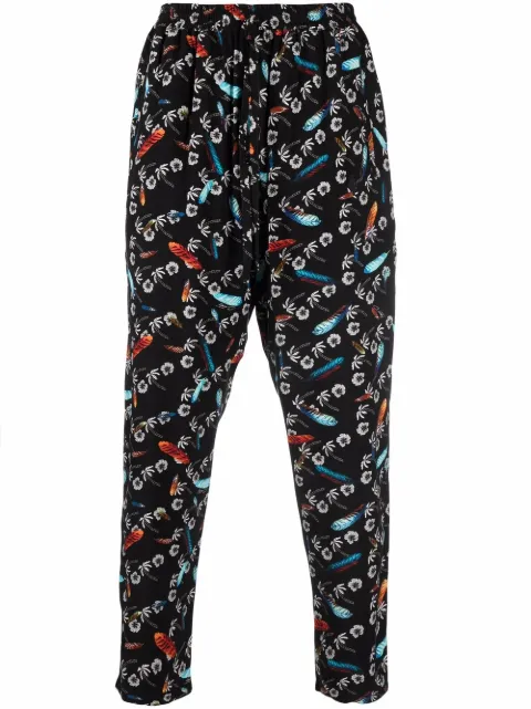 COUNTY OF MILAN graphic-print pleated track pants Black CMCA179S22FAB0011001