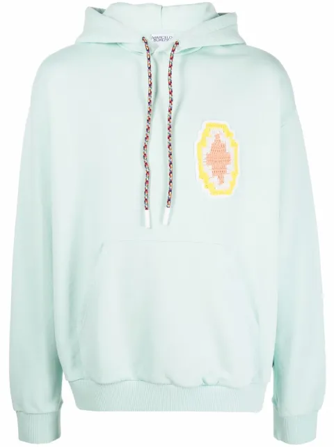 COUNTY OF MILAN macramé Cross patch hoodie Blue CMBB040S22FLE0024130