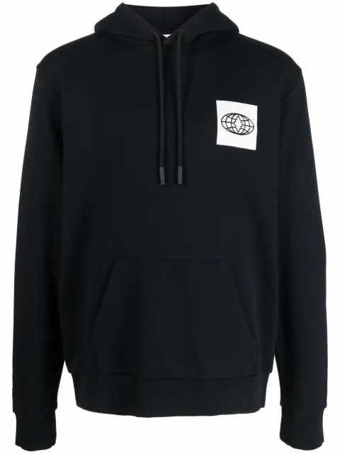 COUNTY OF MILAN logo-patch cotton hoodie Black CMBB007S22FLE0091001