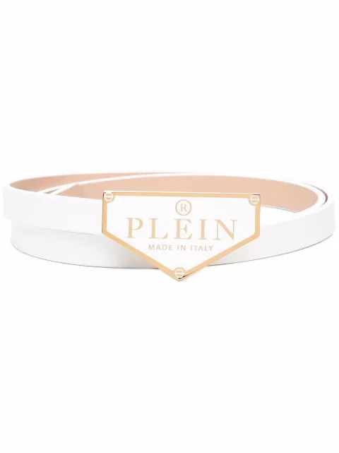 Philipp Plein Iconic Plein leather belt White FAAAWVA0371PLE010N