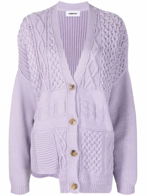 AMBUSH patchwork knitted cardigan Purple BWHB008S22KNI0013600
