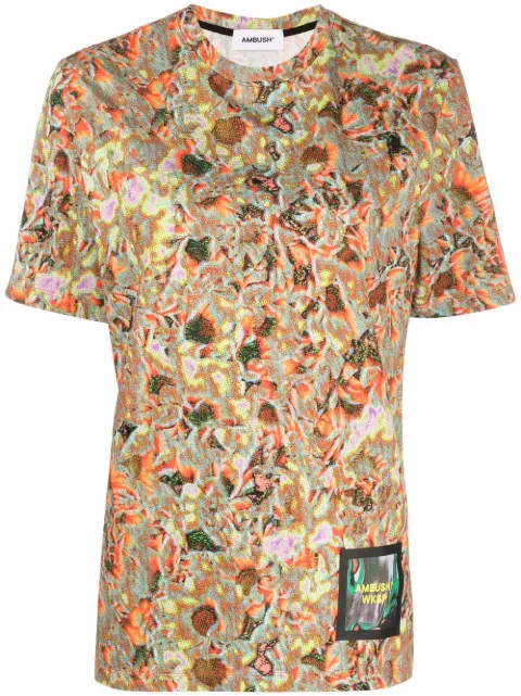 AMBUSH abstract-print T-shirt Blue BWAA025S22JER0018484