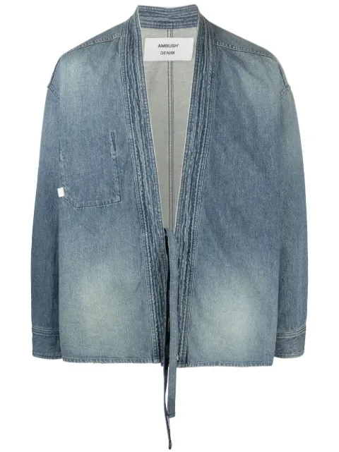 AMBUSH tie-fastening denim jacket Blue BMYD002S22DEN0014900