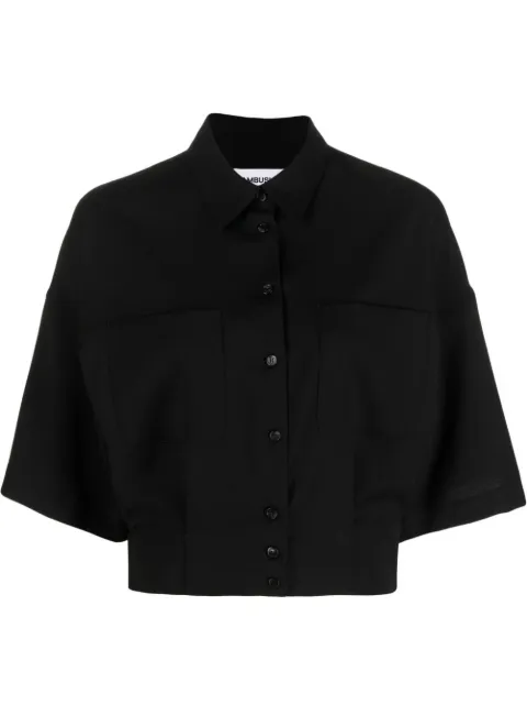 AMBUSH cropped cotton shirt Black BWGA030S22FAB0011000