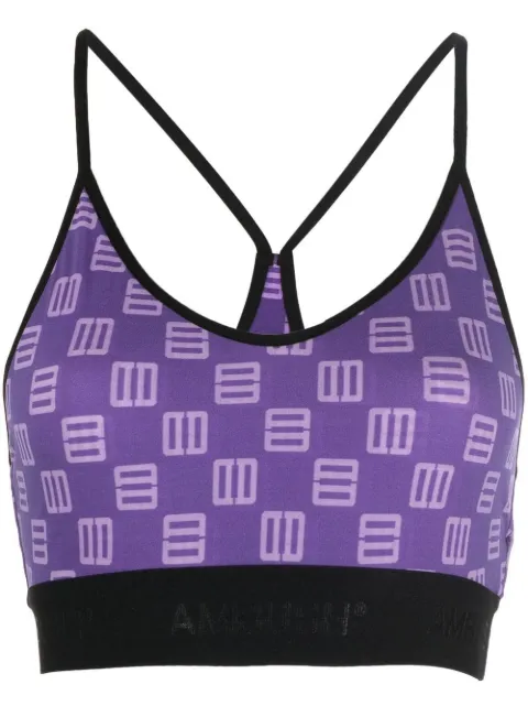 AMBUSH monogram-print bra top Purple BWAE003S22JER0013536