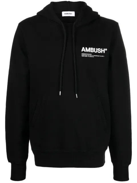 AMBUSH WKSP logo-print hoodie Black BMBB012S22FLE0011002