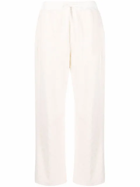 AMBUSH monogram-pattern terrycloth wide-leg trousers Neutrals BWCH003S22JER0010101