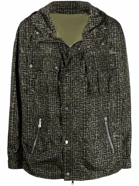 Balmain repeat-logo parka Green WH0TG020I700