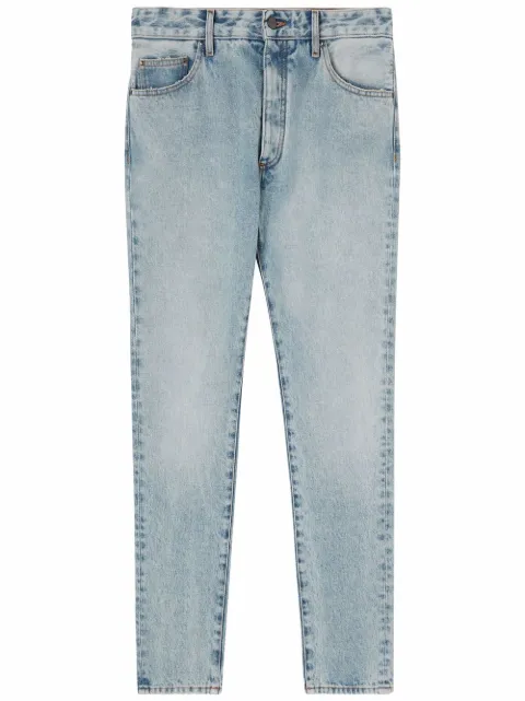 Palm Angels logo-print faded jeans Blue PMYA012C99DEN0014001