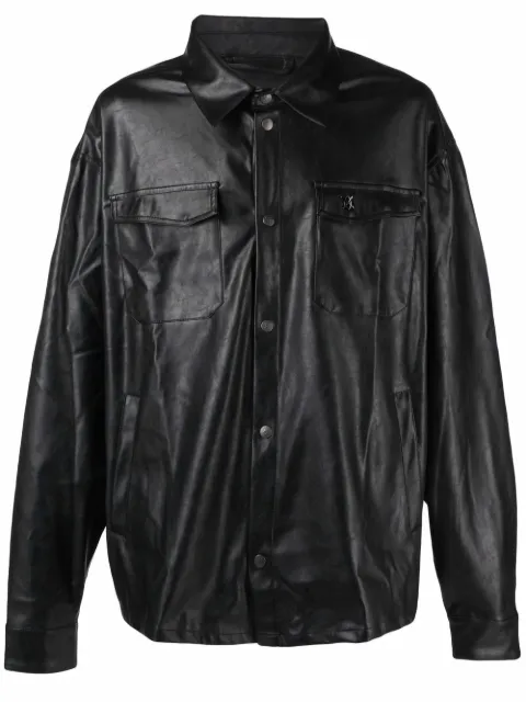Daily Paper long-sleeved faux-leather shirt Black 2121076