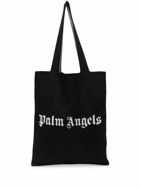 Palm Angels logo-print tote Black PMNA061S22KNI0011001