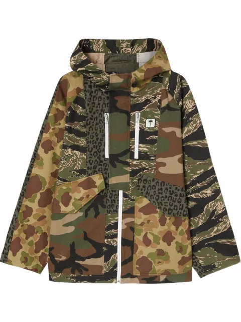 Palm Angels multi-print parka coat Green PMEA198S22FAB0025610