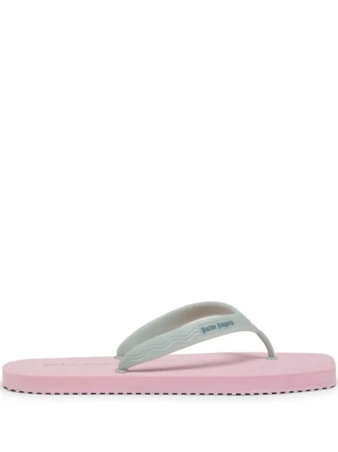 Palm Angels logo-print two-tone flip flops Blue PWIC005S22MAT0013041