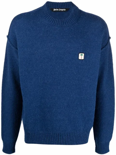 Palm Angels PXP logo-patch jumper Blue PMHE030S22KNI0054510