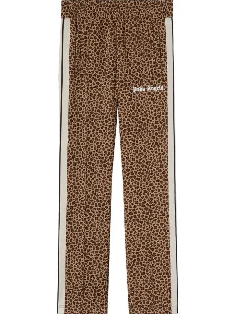 Palm Angels leopard print jacquard track pants Neutrals PMCJ001S22FAB0106103