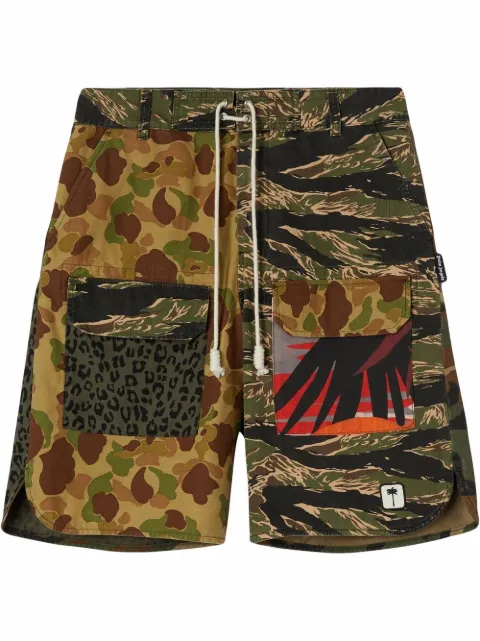 Palm Angels multi-print drawstring cargo shorts Brown PMCB039S22FAB0015610