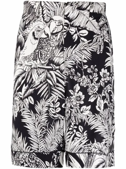 Palm Angels parrot-print track shorts Black PMCB038S22FAB0011001