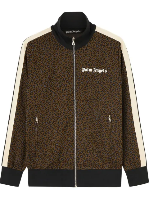 Palm Angels leopard-print track jacket Black PMBD001S22FAB0135610