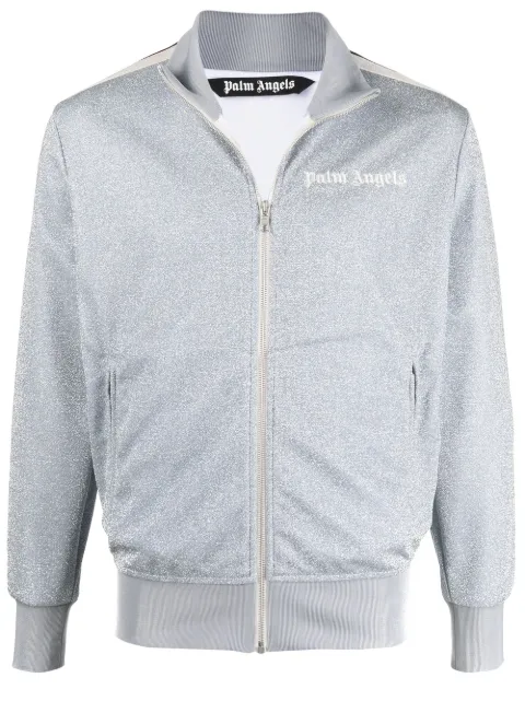 Palm Angels glitter lurex track jacket Grey PMBD001S22FAB0047203