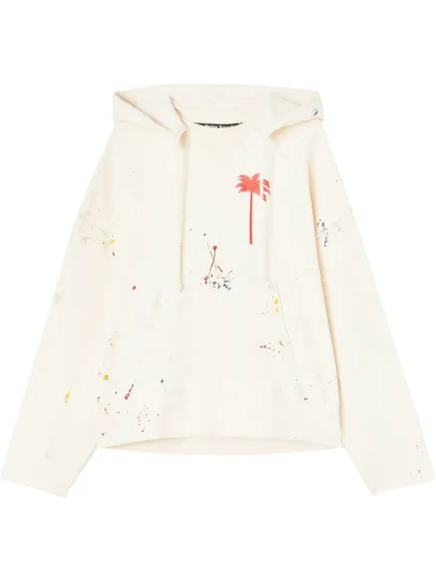 Palm Angels Palm paint splatter print hoodie White PMBB104S22FLE0010325