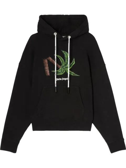 Palm Angels Broken Palm printed hoodie Black PMBB058S22FLE0171055