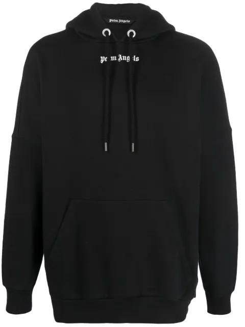 Palm Angels logo-print cotton hoodie Black PMBB036C99FLE0011001