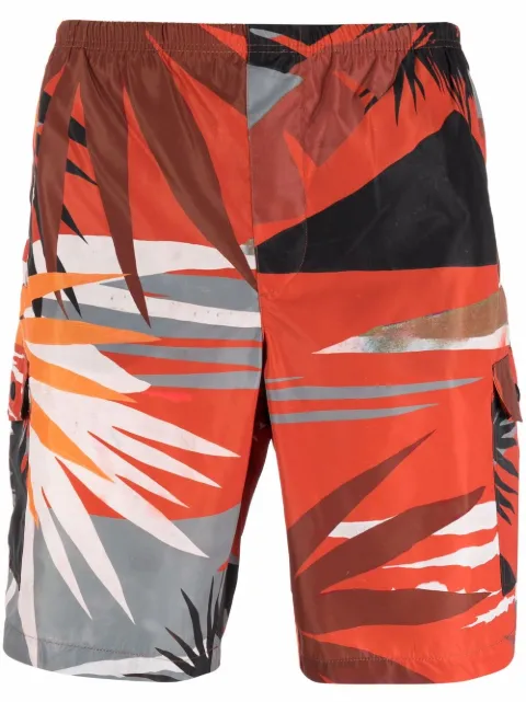 Palm Angels Hawaii-print swim shorts Red PMFA005S22FAB0048403
