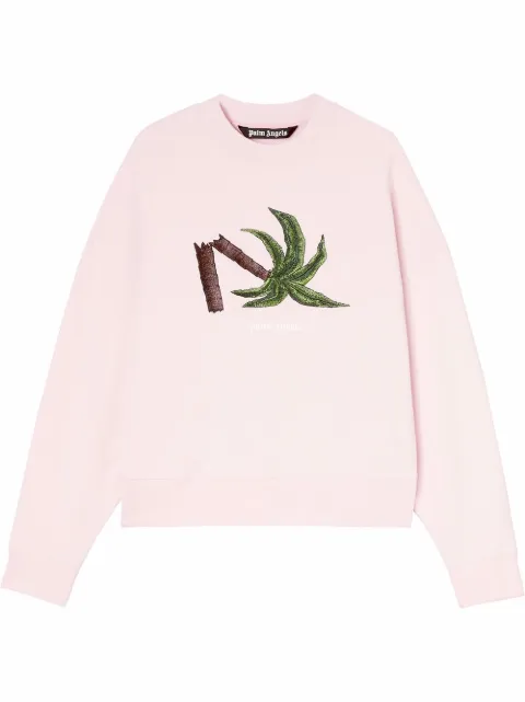 Palm Angels Broken Palm print T-shirt Pink PMBA026S22FLE0133055