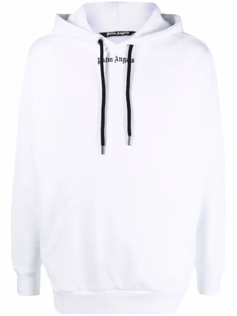 Palm Angels logo-print drawstring hoodie White PMBB036C99FLE0010110