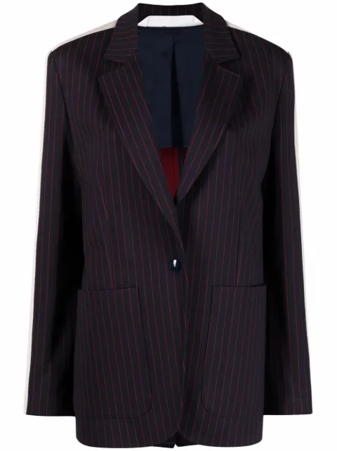 Palm Angels striped single-breasted blazer Blue PWEN013S22FAB0014625