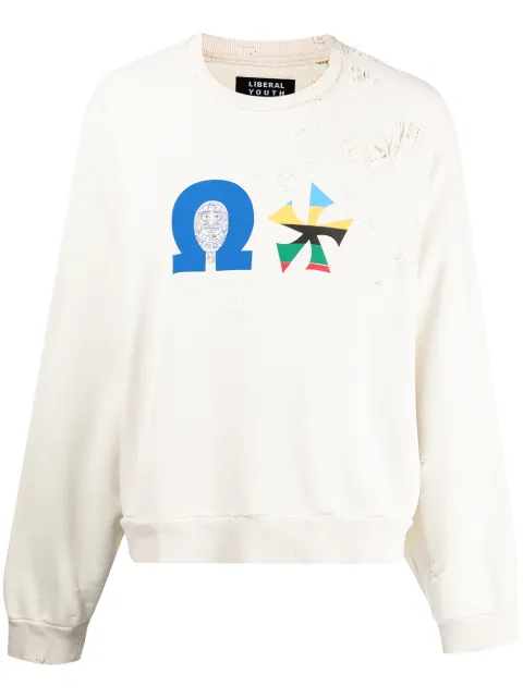 Liberal Youth Ministry distressed-effect sweatshirt Brown SW04AZ